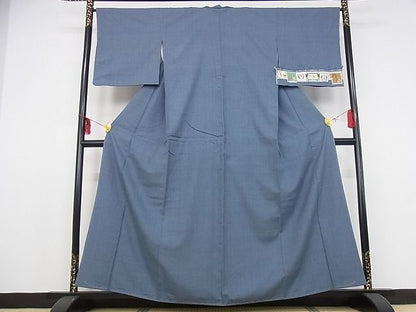 平和屋本店●極上 本場結城紬 重要無形文化財 奥順 色無地 鉄御納戸色 証紙付き 着丈159cm 裄丈66cm 正絹 逸品 未使用 4kk4040