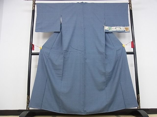 平和屋本店●極上 本場結城紬 重要無形文化財 奥順 色無地 鉄御納戸色 証紙付き 着丈159cm 裄丈66cm 正絹 逸品 未使用 4kk4040