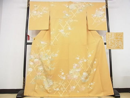 平和屋本店●極上　創業460年・千總　訪問着　刺繍　桧垣花文　金彩　松坂屋扱い　正絹　逸品　KAAA0457kk4