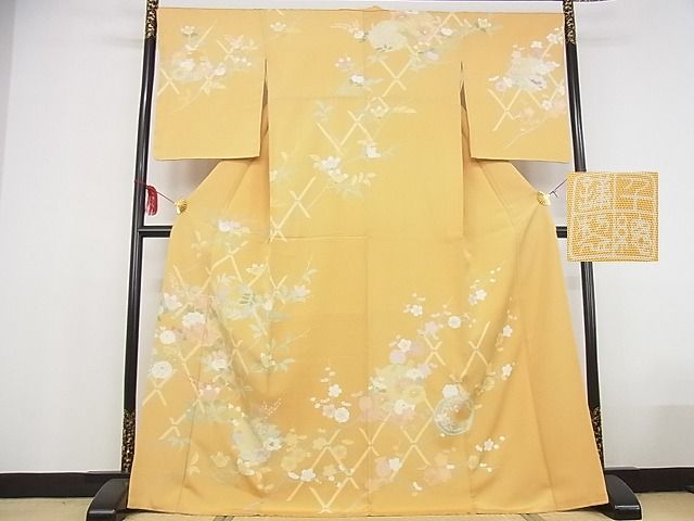 平和屋本店●極上　創業460年・千總　訪問着　刺繍　桧垣花文　金彩　松坂屋扱い　正絹　逸品　KAAA0457kk4
