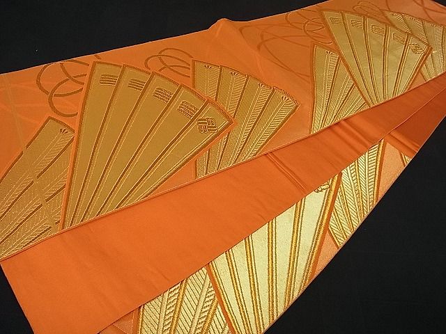 平和屋着物■六通柄袋帯 檜扇文 金糸 逸品 re2061