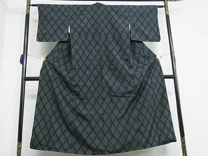 平和屋着物■上質な紬 菱繋ぎ 逸品 re2165