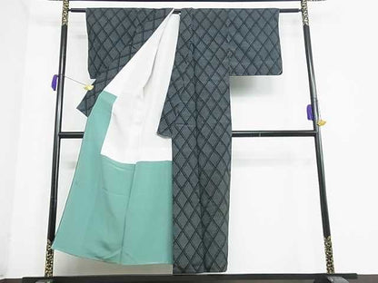 平和屋着物■上質な紬 菱繋ぎ 逸品 re2165