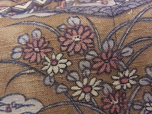 平和屋着物■上質な紬 草花屏風文 逸品 n-rf0755