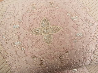 平和屋着物■六通柄袋帯 唐織 松皮菱吉祥花文 銀糸 逸品 n-rf1421
