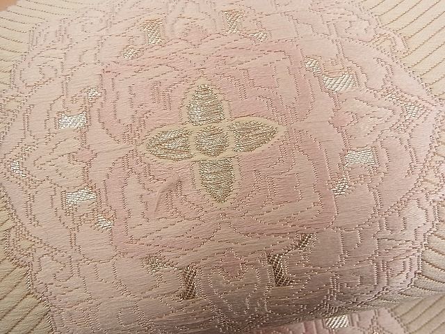 平和屋着物■六通柄袋帯 唐織 松皮菱吉祥花文 銀糸 逸品 n-rf1421