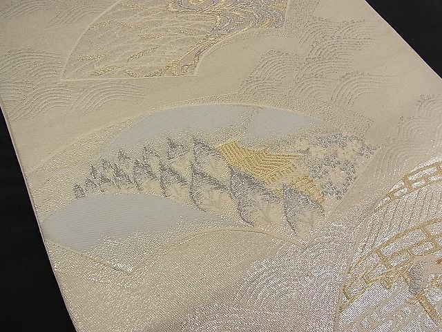 平和屋着物■六通柄袋帯 唐織 地紙吉祥風景文 金銀糸 逸品 n-rf1427
