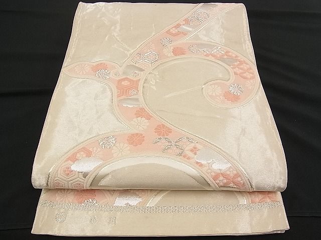平和屋着物■六通柄袋帯 唐織 吉祥唐草文 銀糸 逸品 n-rf1439