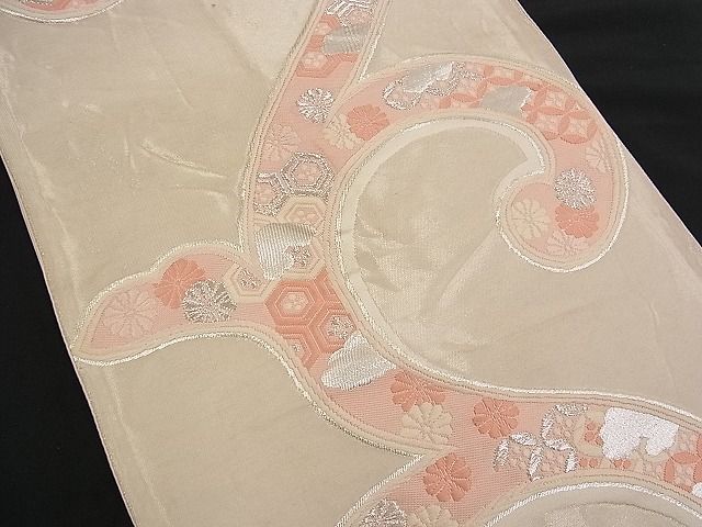 平和屋着物■六通柄袋帯 唐織 吉祥唐草文 銀糸 逸品 n-rf1439