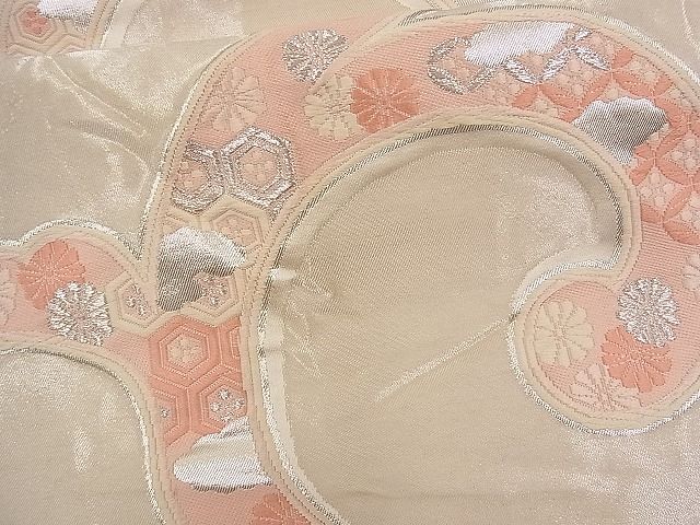 平和屋着物■六通柄袋帯 唐織 吉祥唐草文 銀糸 逸品 n-rf1439