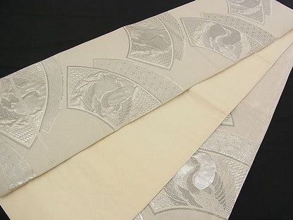 平和屋着物■六通柄袋帯 地紙飛鶴文 銀糸 逸品 n-rf1440