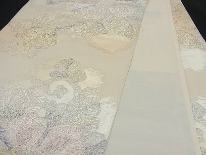 平和屋着物■六通柄袋帯 更紗草花文 金銀糸 逸品 n-rm0021