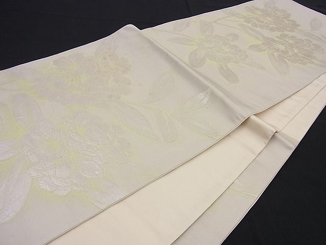 平和屋着物■六通柄袋帯　ふくれ織　枝花文　銀糸　逸品　n-rm0146