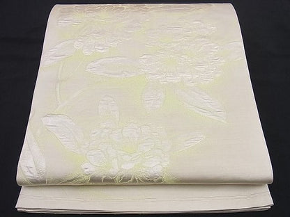 平和屋着物■六通柄袋帯　ふくれ織　枝花文　銀糸　逸品　n-rm0146