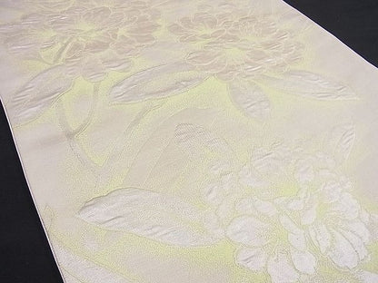 平和屋着物■六通柄袋帯　ふくれ織　枝花文　銀糸　逸品　n-rm0146