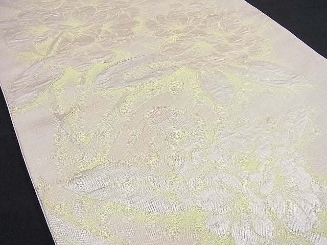 平和屋着物■六通柄袋帯　ふくれ織　枝花文　銀糸　逸品　n-rm0146
