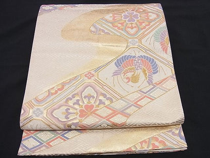 平和屋着物■六通柄袋帯 唐織 流水鳳凰吉祥文 金糸 逸品 n-rm0154