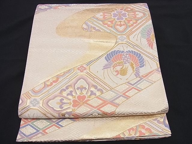 平和屋着物■六通柄袋帯 唐織 流水鳳凰吉祥文 金糸 逸品 n-rm0154
