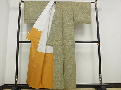 平和屋着物■上質なお召 草木染 風景文 逸品 rt2095
