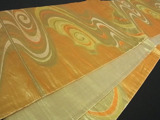 平和屋着物■六通柄袋帯 流水霞文 金糸 逸品 rt2316