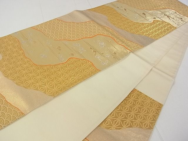 平和屋着物■六通柄袋帯 道長文 金銀糸 逸品 rt2626