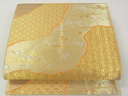 平和屋着物■六通柄袋帯 道長文 金銀糸 逸品 rt2626