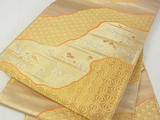 平和屋着物■六通柄袋帯 道長文 金銀糸 逸品 rt2626