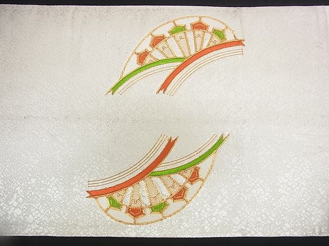 平和屋着物■六通太鼓柄袋帯 総刺繍 駒刺繍 片輪車 金糸 逸品 n-rv0051