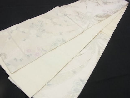 平和屋着物■六通太鼓柄袋帯 束ね熨斗花文 銀糸 逸品 n-rv0056