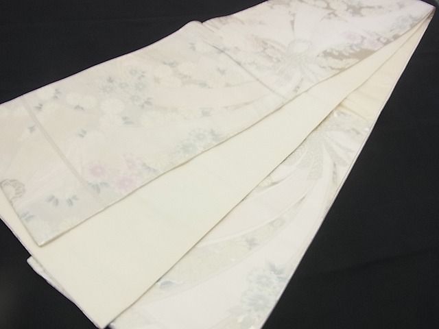 平和屋着物■六通太鼓柄袋帯 束ね熨斗花文 銀糸 逸品 n-rv0056