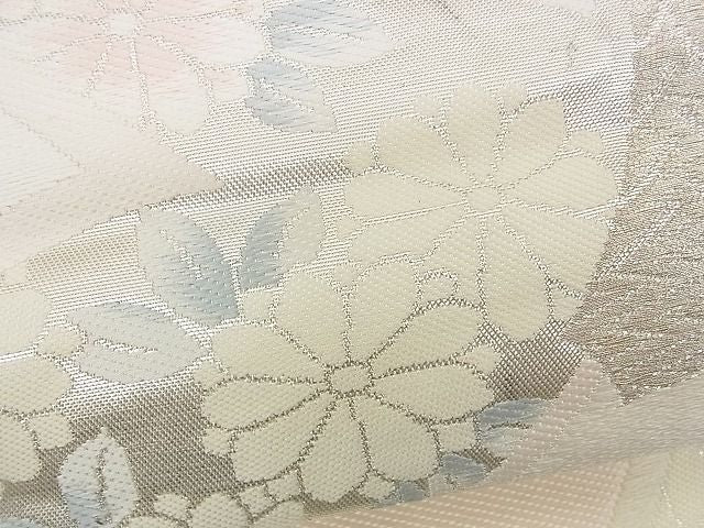 平和屋着物■六通太鼓柄袋帯 束ね熨斗花文 銀糸 逸品 n-rv0056
