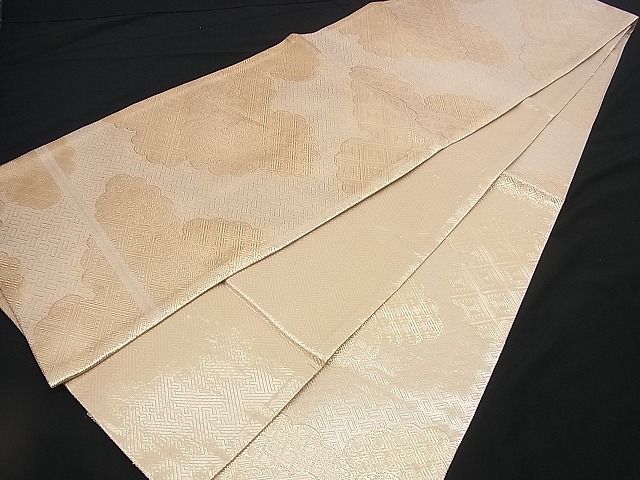 平和屋着物■佐賀錦 全通柄袋帯 雲重ね文 金糸 逸品 n-rv0072