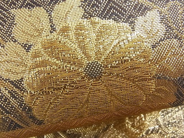 平和屋着物■佐賀錦 六通柄袋帯 扇面花文 金糸 逸品 n-rv0089