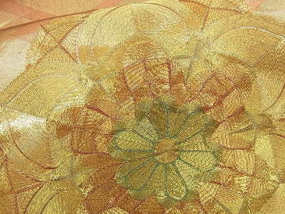 平和屋着物■袋帯 総駒刺繍 正倉院花文 金彩 逸品 n-rv0098