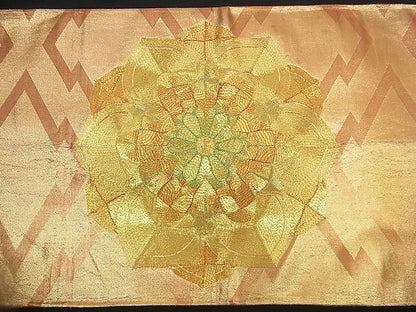 平和屋着物■袋帯 総駒刺繍 正倉院花文 金彩 逸品 n-rv0098