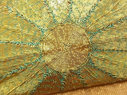 平和屋着物■袋帯 総駒刺繍 正倉院花文 金彩 逸品 n-rv0098