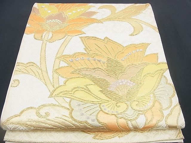 平和屋着物■六通柄袋帯 更紗草花文 金銀糸 逸品 n-rv0103