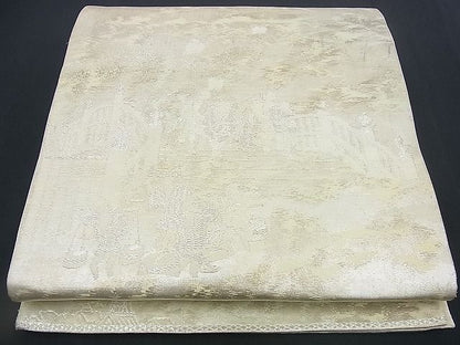 平和屋着物■六通柄袋帯 現物風景文 銀糸 逸品 n-rv0106
