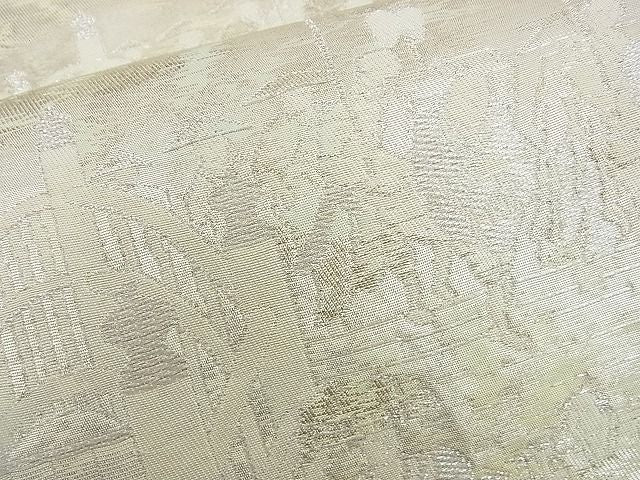 平和屋着物■六通柄袋帯 現物風景文 銀糸 逸品 n-rv0106