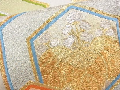 平和屋着物■六通柄袋帯 唐織 亀甲重ね菊桐文 金銀糸 逸品 n-rv0206