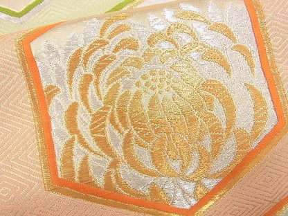 平和屋着物■六通柄袋帯 唐織 亀甲重ね菊桐文 金銀糸 逸品 n-rv0206