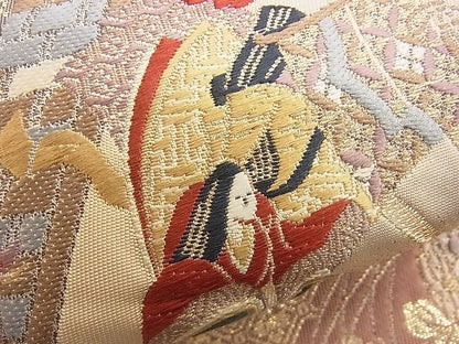 平和屋着物■六通柄袋帯 唐織 遊飛扇面文 金糸 逸品 n-rv0250