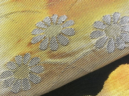 平和屋着物■佐賀錦 六通柄袋帯 唐織 鳳凰の丸花菱文 金糸 逸品 n-rv0264