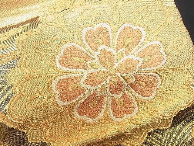 平和屋着物■佐賀錦 六通柄袋帯 唐織 鳳凰の丸花菱文 金糸 逸品 n-rv0264