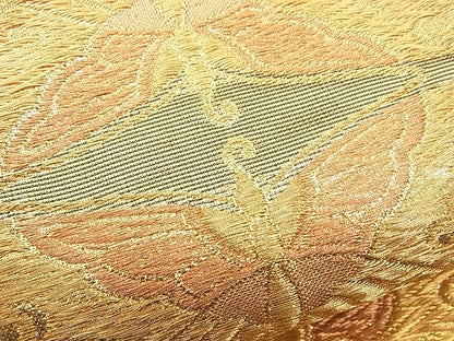 平和屋着物■佐賀錦 六通柄袋帯 唐織 鳳凰の丸花菱文 金糸 逸品 n-rv0264