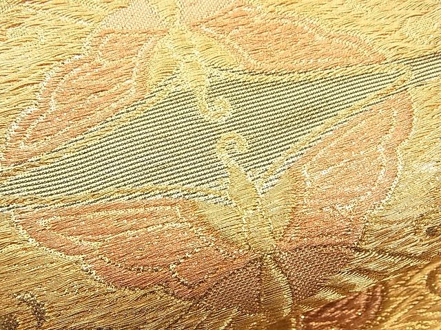 平和屋着物■佐賀錦 六通柄袋帯 唐織 鳳凰の丸花菱文 金糸 逸品 n-rv0264