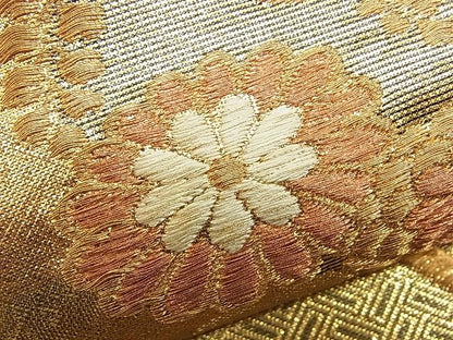 平和屋着物■佐賀錦 六通柄袋帯 唐織 鳳凰の丸花菱文 金糸 逸品 n-rv0264
