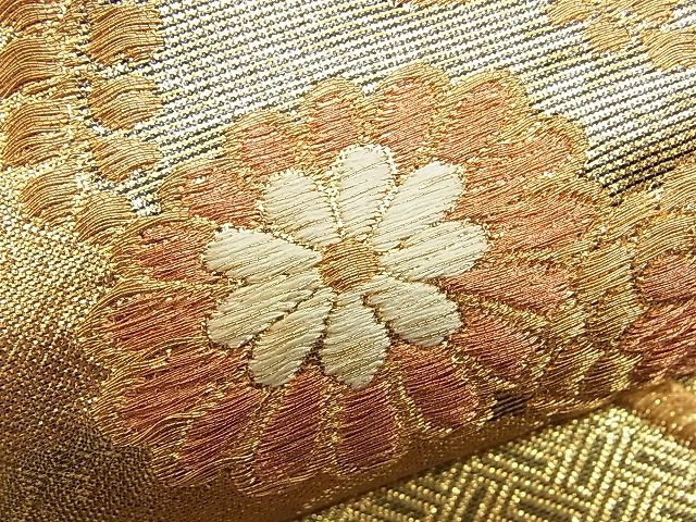 平和屋着物■佐賀錦 六通柄袋帯 唐織 鳳凰の丸花菱文 金糸 逸品 n-rv0264