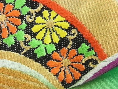 平和屋着物■六通柄袋帯 唐織 青海波花唐草文 金銀糸 逸品 n-rv0269