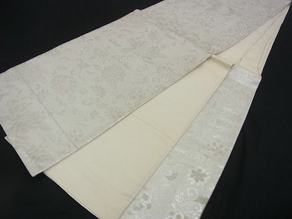 平和屋着物■六通柄袋帯 花唐草文 銀糸 逸品 n-rv0270